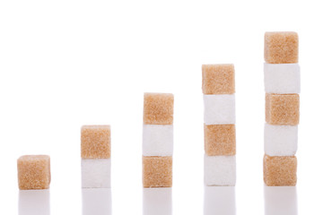 Diagram white and brown cubes of sugar