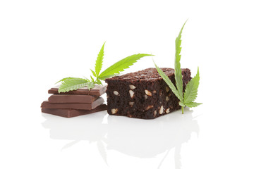Cannabis chocolate and brownie.