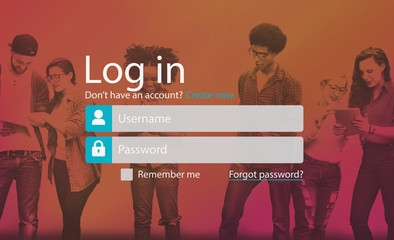 Log In Sign Up Register Account Page Concept - obrazy, fototapety, plakaty