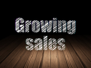 Finance concept: Growing Sales in grunge dark room
