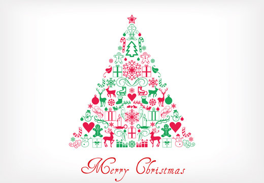 Christmas tree - Merry Chrismas greeting card