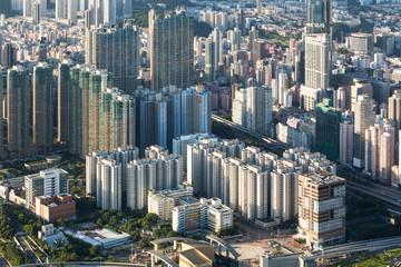 Fototapeta premium Hong Kong,China :Hong Kong cityscape aerial view from Sky 100 