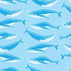 Whales seamless pattern