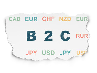 Finance concept: B2c on Torn Paper background