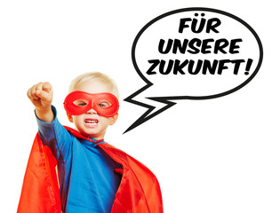Superheld kämpft für Zukunft der Kinder