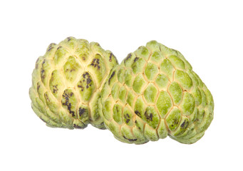 Two custard apples isolated on white background