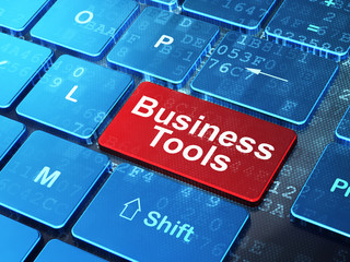 Fototapeta premium Business concept: Business Tools on computer keyboard background