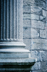 Close up of stone pillar on castle wall