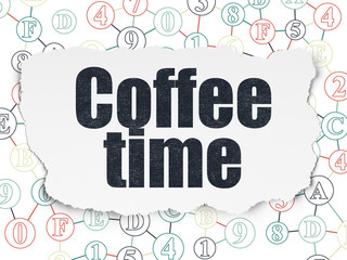 Time concept: Coffee Time on Torn Paper background