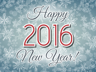 2016 Happy New Year illustration on snowflakes background