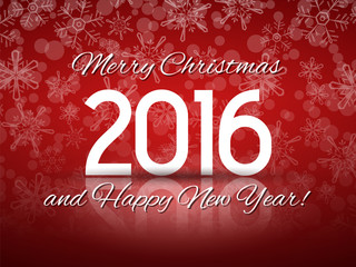 2016 Merry Christmas and Happy New Year illustration on snowflakes background