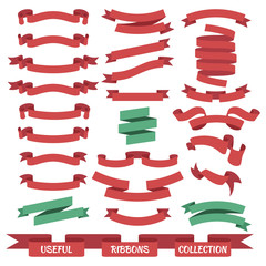 Useful set of different ribbon banners