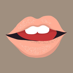 Sexy female licking lip