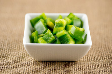 Macro closeup of diced capsicum