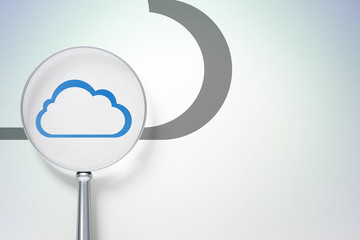 Cloud computing concept:  Cloud with optical glass on digital