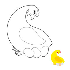 Chicken and egg coloring book. Farm Bird nests of eggs.
