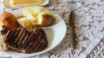 Lonely steak dinner for one person