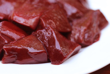 Beef liver in a plate