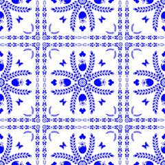 Seamless pattern in the style of Dutch tiles