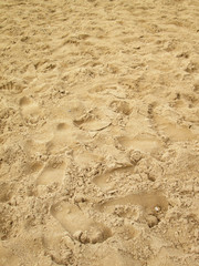 sea sand with footprints