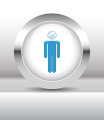 Web button with Head illustration on abstract table