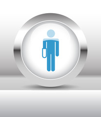 Web button with Hand illustration on abstract table