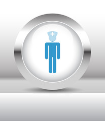 Web button with Doctor illustration on abstract table