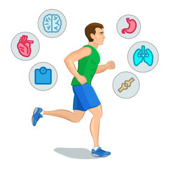 Jogging man, running infographic elements, loss weight 