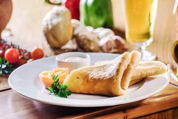 pancakes with salmon