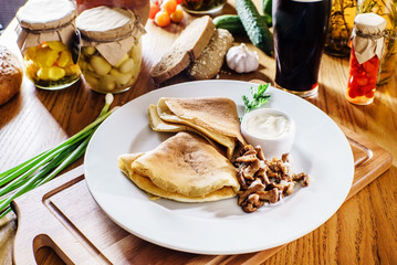 pancakes with mushrooms