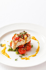 fish steak with vegetables