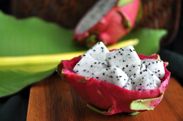 close up pieces of dragon fruit