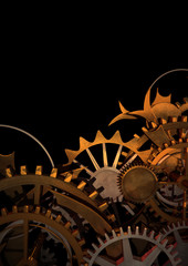 Gold Clock Works, or Machine Works with space for copy