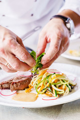 steak with vegetables