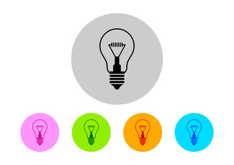 Colorful lightbulb icons on white background