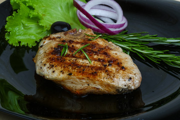 Grilled pork steak