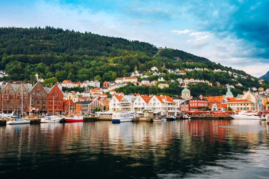 Cityscape of Bergen, Norway. Architecture Background