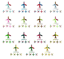 Set of color airplane logo icons