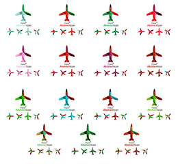 Fototapeta na wymiar Set of color airplane logo icons