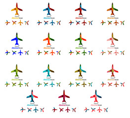 Set of color airplane logo icons
