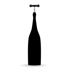 bottle of wine with a corkscrew silhouette