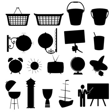 various stuff black silhouette vector