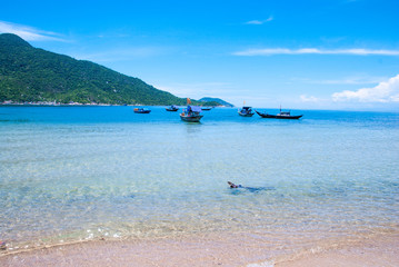 Naklejka premium Beautiful seascape. Bay of Cham Islands near Hoi An( Hoian) and Da Nang( Danang), Central Vietnam.