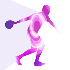 Fototapeta na wymiar Man bowler bowling silhouette illustration vector background col
