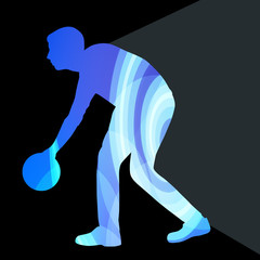Man bowler bowling silhouette illustration vector background col