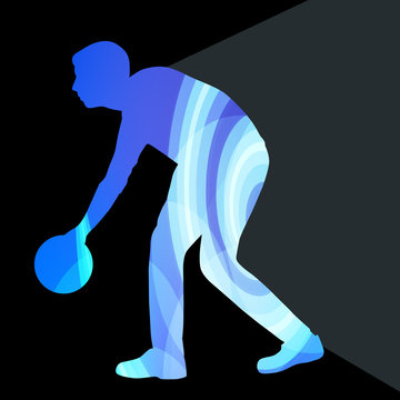 recommend clip art: Man bowler bowling silhouette illustration vector background col