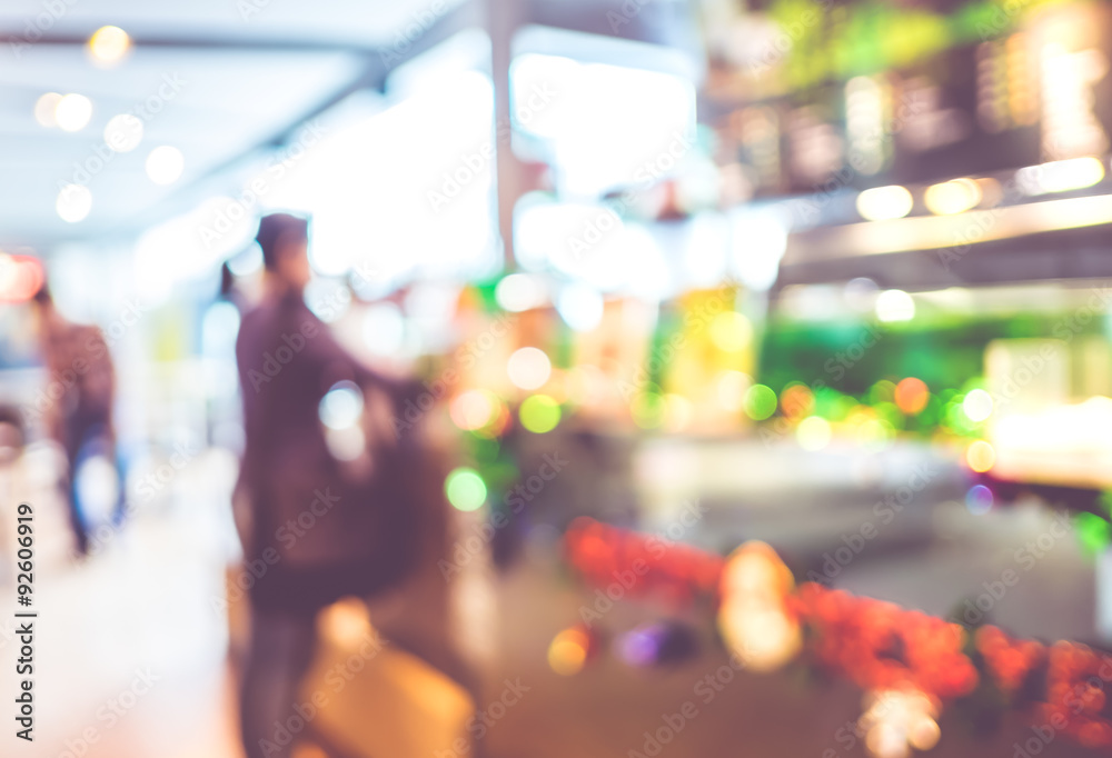 Aufkleber blurred background : customer at cafe blur background with bokeh