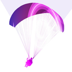 Paraglider flying silhouette illustration vector background colo