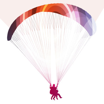 Paraglider flying silhouette illustration vector background colo