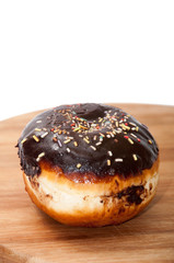 Sweet donut with chocolate cream